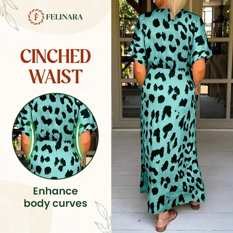Felinara - Bohemian Casual Print V-Neck Maxi Dress