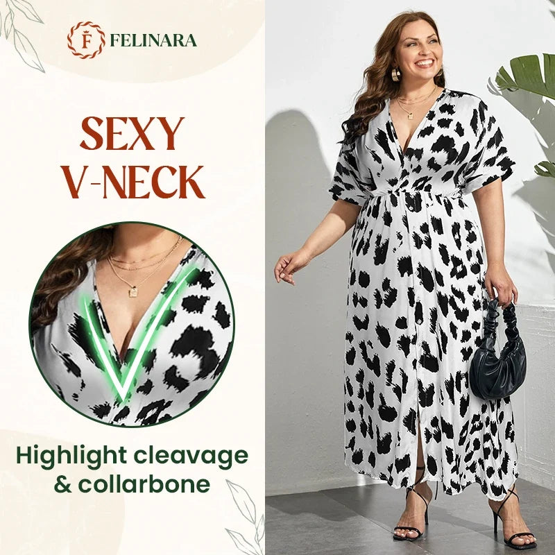 Felinara - Bohemian Casual Print V-Neck Maxi Dress