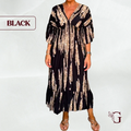 GlamMidis - Abstract-print V-neck Midi Dress